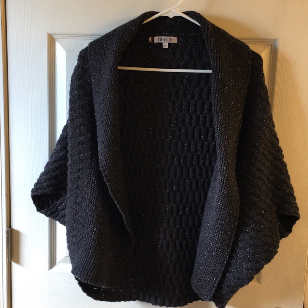 Jennifer Lopez woven charcoal sweater cardigan